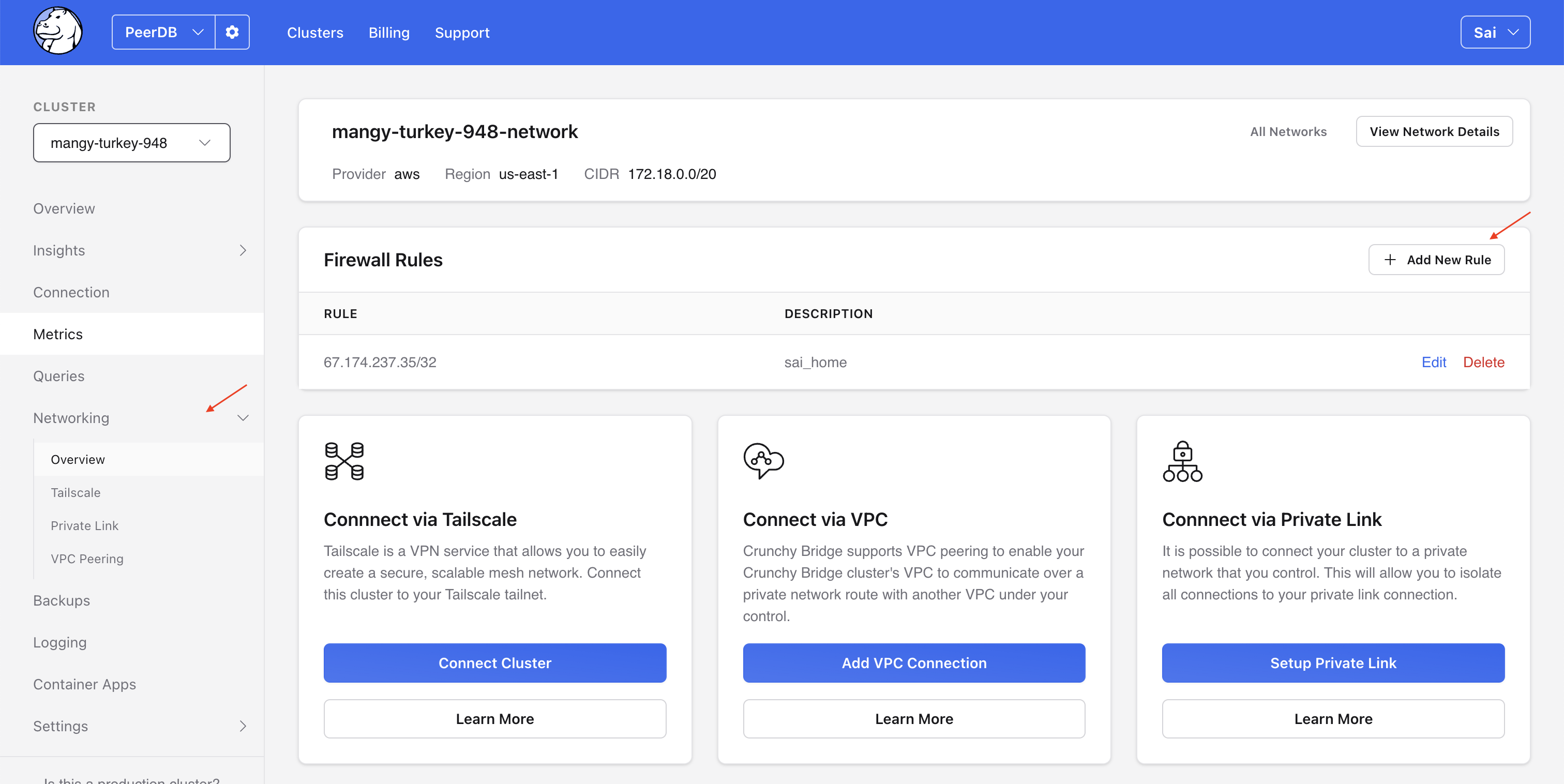 Где найти правила брандмауэра (Firewall Rules) в Crunchy Bridge?